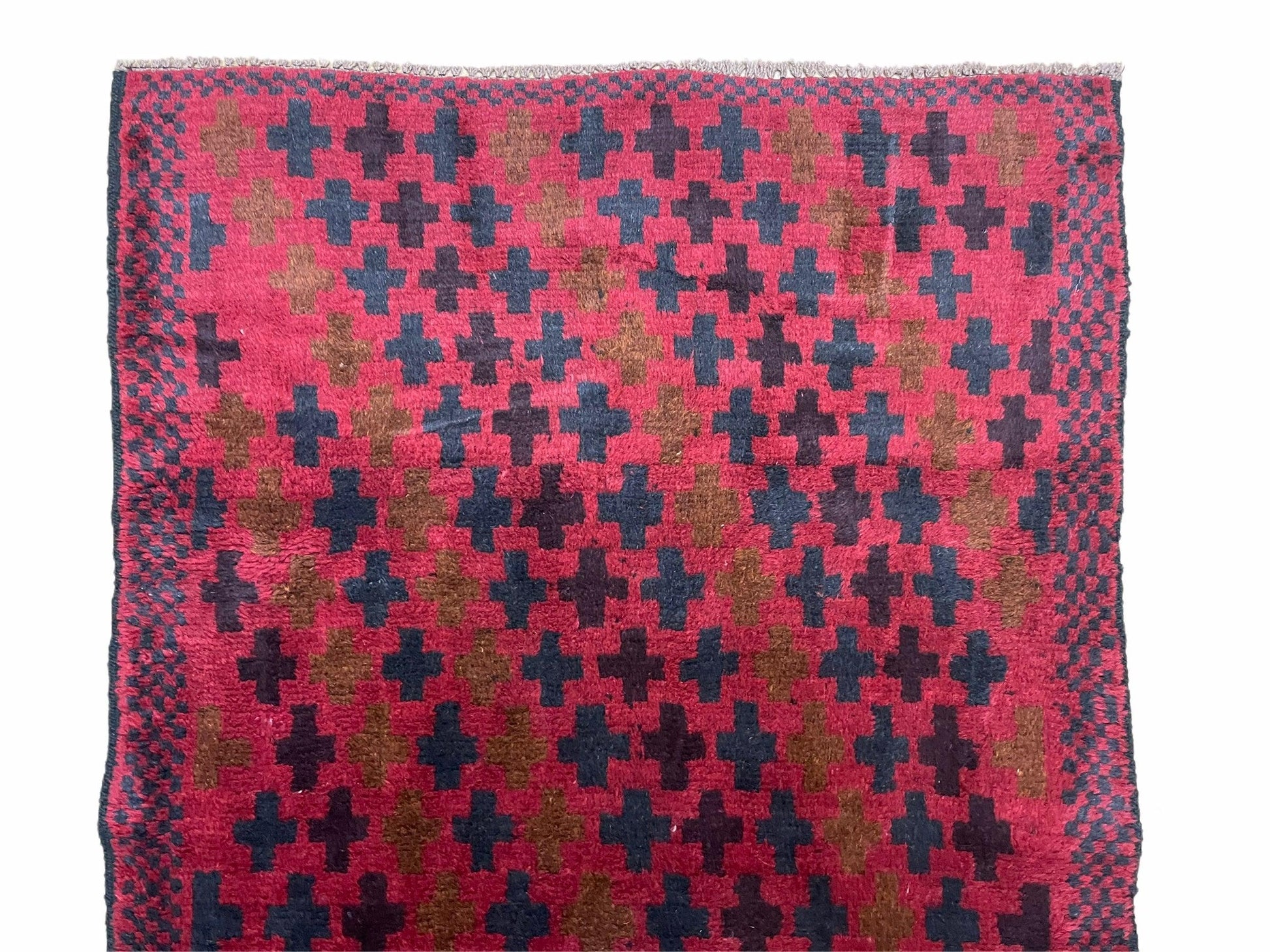 2' 10" X 4'8" Vintage Handmade Tribal Wool Rug Balouchi Rug Afghan Rug Red Beige - Nuvé
