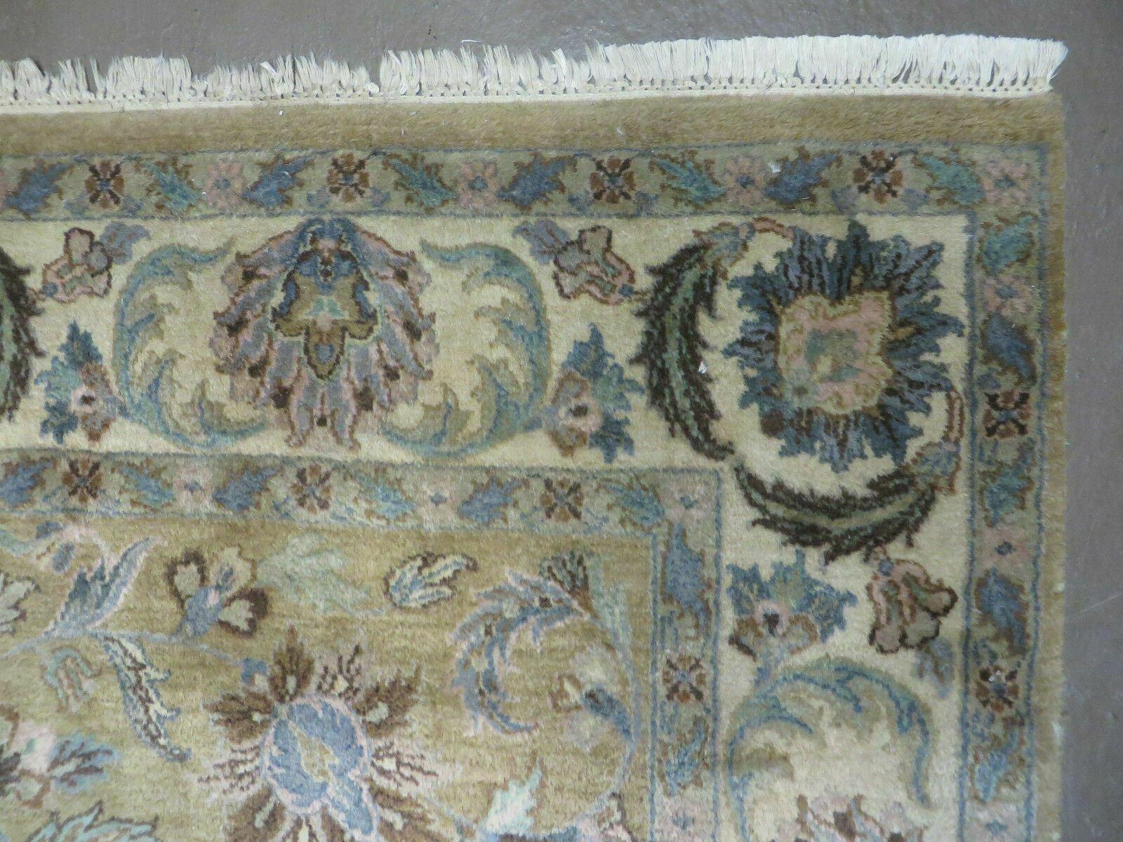 5' 6" X 9' Vintage Handmade Jaipur Indian Floral Oriental Wool Rug Veg Dyes - Nuvé