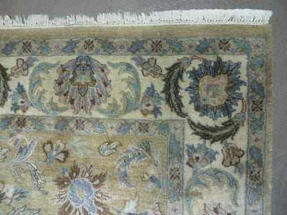 5' 6" X 9' Vintage Handmade Jaipur Indian Floral Oriental Wool Rug Veg Dyes