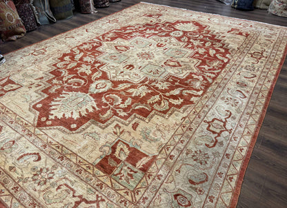 Turkish Heriz Serapi Rug 9x13, Geometric Medallion - Nuvé