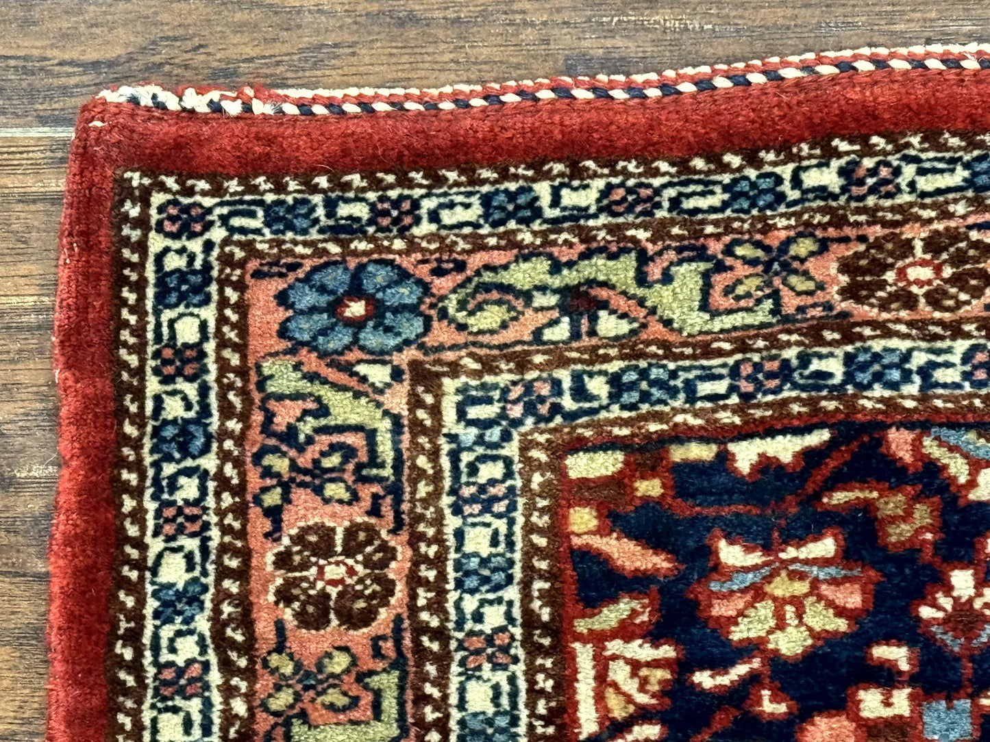 Persian Bidjar Rug 2.7 x 4, Red and Navy Blue, Small Persian Area Rug, Semi Antique - Nuvé