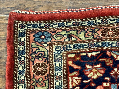 Persian Bidjar Rug 2.7 x 4, Red and Navy Blue, Small Persian Area Rug, Semi Antique - Nuvé