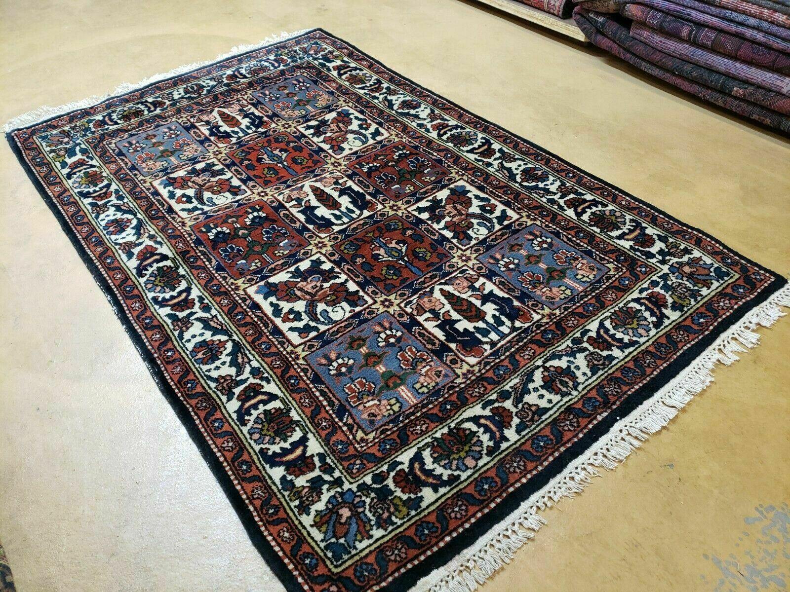4' X 6' Vintage Handmade Indian Panel Design Wool Rug Veg Dyes - Nuvé