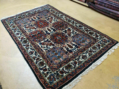 4' X 6' Vintage Handmade Indian Panel Design Wool Rug Veg Dyes - Nuvé