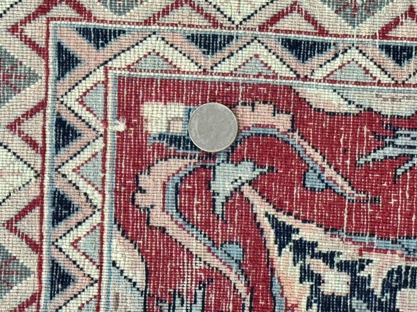 Sino Persian Rug 8x10, Floral Kirman Carpet, Navy Blue and Red, Floral Vases, Handmade Vintage Wool Carpet, 320 KPSI - Nuvé