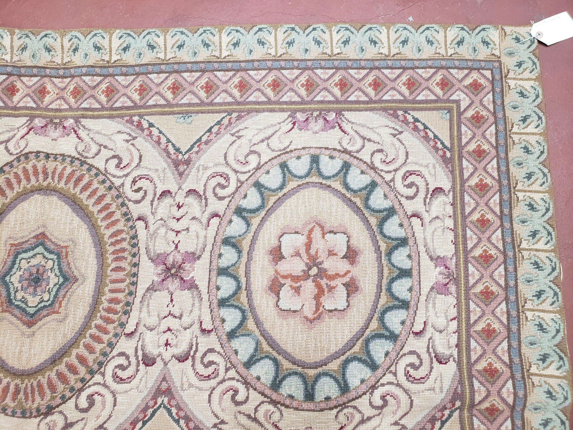 New Needlepoint Rug, 6x9 Needlepoint Carpet, Flatweave Rug, Vicotorian French European English Decor, Elegant Rug for Living Room, Handmade - Nuvé