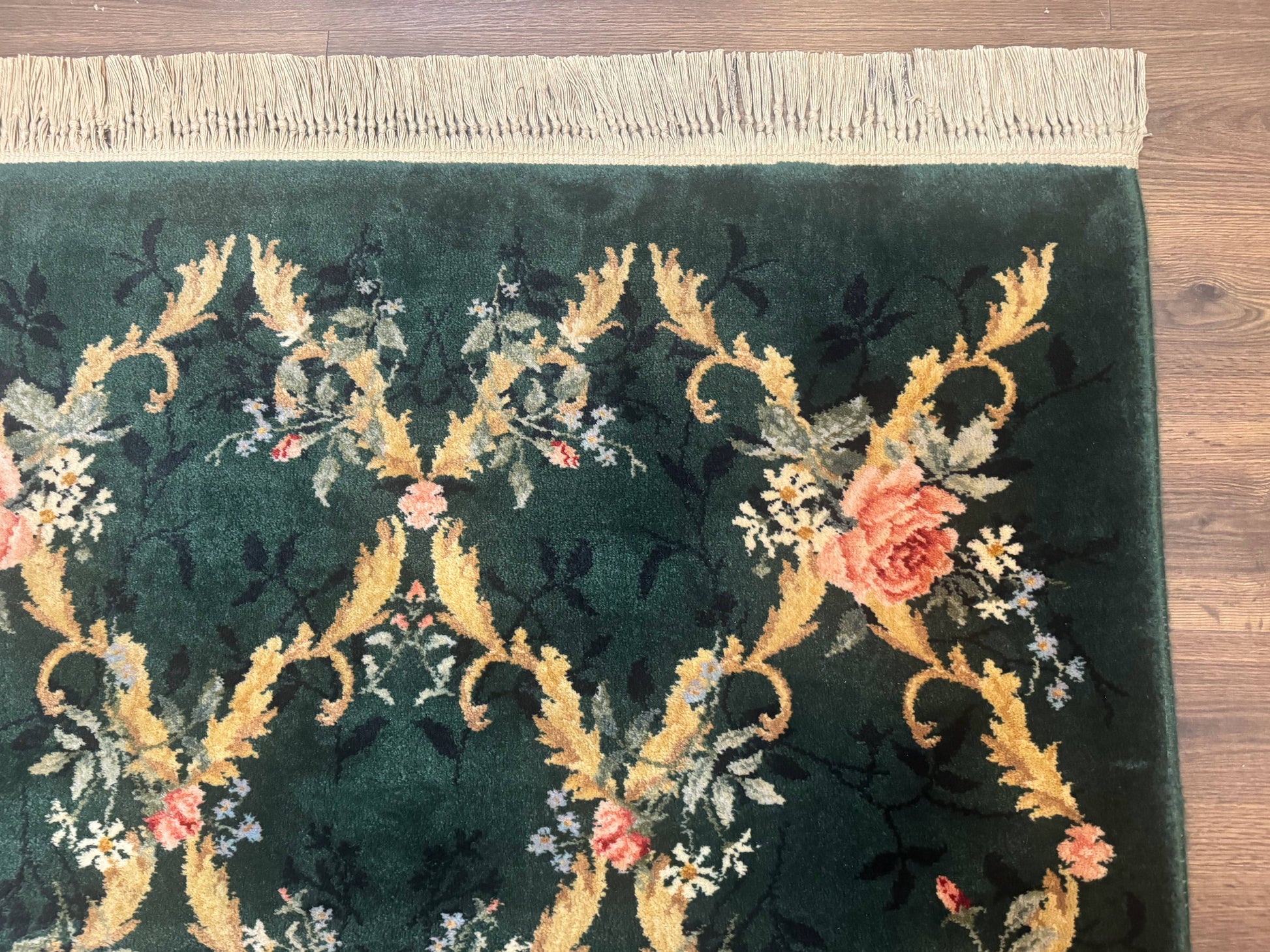 Karastan Garden of Eden Rug 4x6, Green Savonnerie 509/1733, Original Discontinued Vintage Karastan Carpet - Nuvé