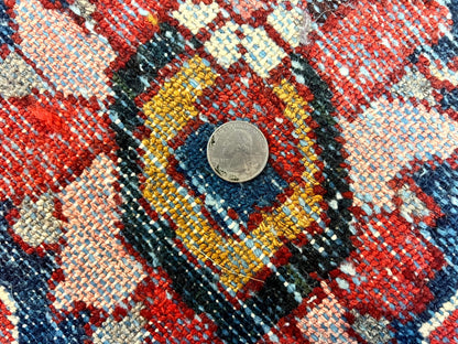 Large Persian Bakhtiari Rug 10x14, Rare Perisan Tribal Rug, Red Blue Ivory Multicolor, Hand Knotted, Semi Antique Carpet - Nuvé
