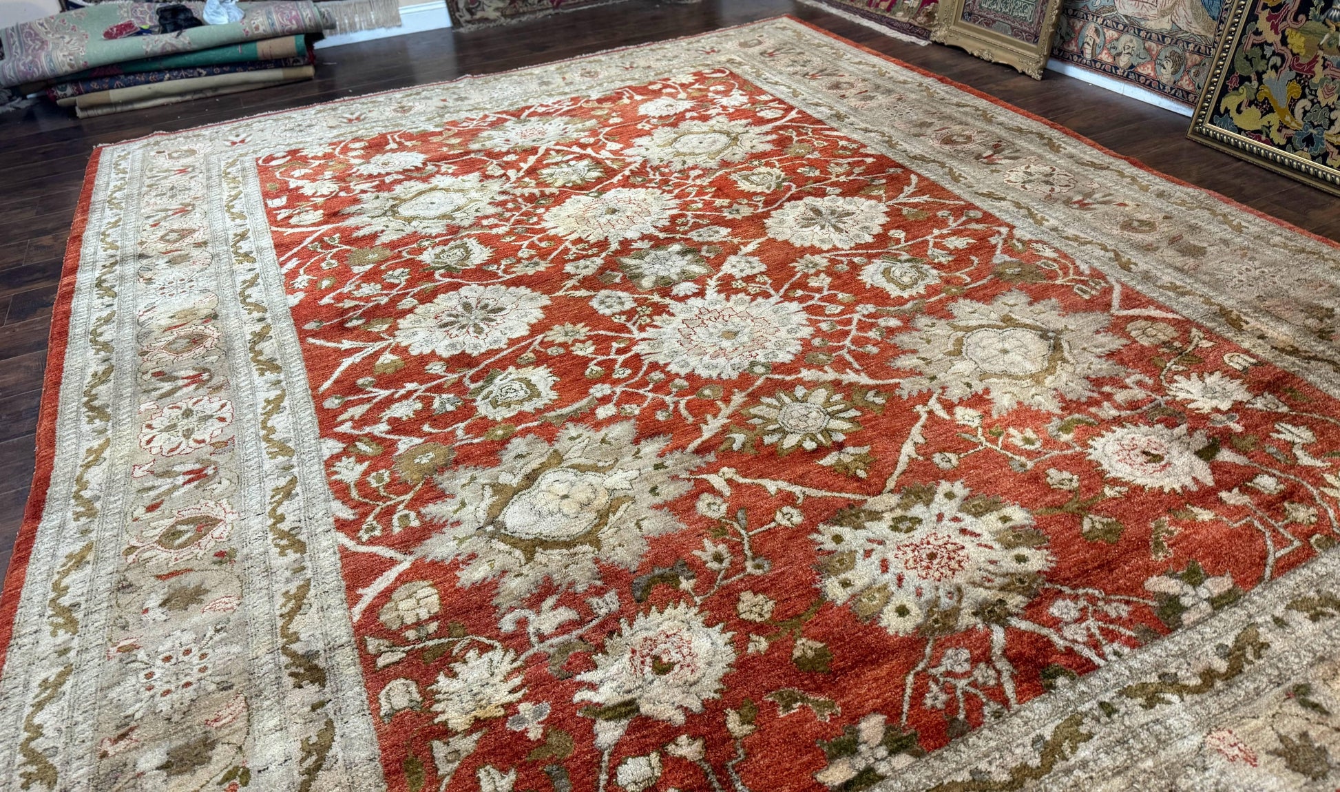 Pakistani Peshawar Rug 10x13, Burnt Orange, Large Handmade Wool Carpet - Nuvé