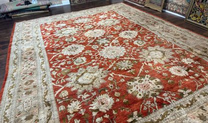 Pakistani Peshawar Rug 10x13, Burnt Orange, Large Handmade Wool Carpet - Nuvé