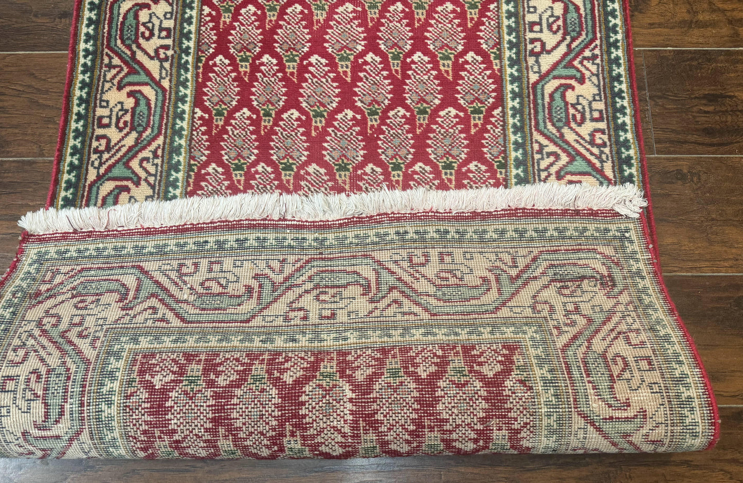 Persian Tabriz Runner Rug 3x16, Paisley Boteh Design, Red and Cream, Rug for Hallway, 16ft Wool Runner - Nuvé