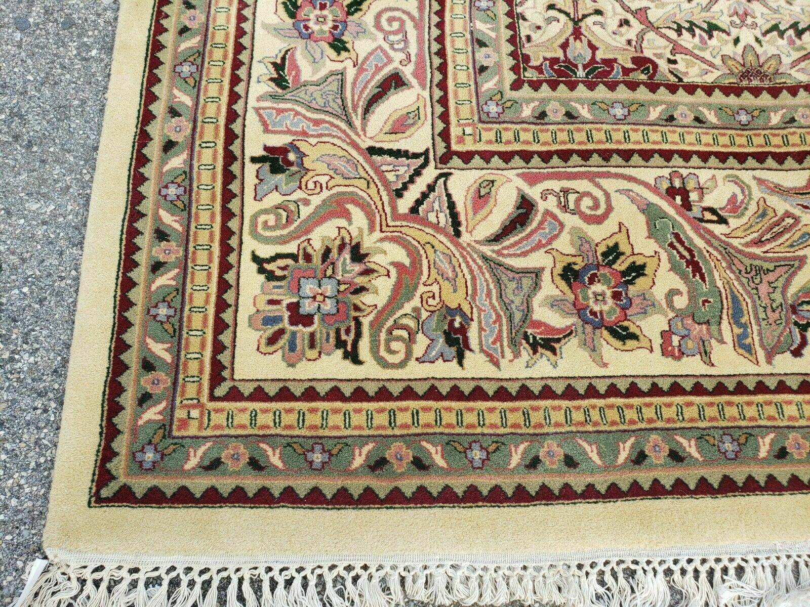 12' X 18' One-of-a-Kind Indian Agra Hand-Knotted Wool Rug Handmade Organic Dyes - Nuvé