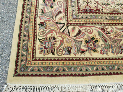 12' X 18' One-of-a-Kind Indian Agra Hand-Knotted Wool Rug Handmade Organic Dyes - Nuvé
