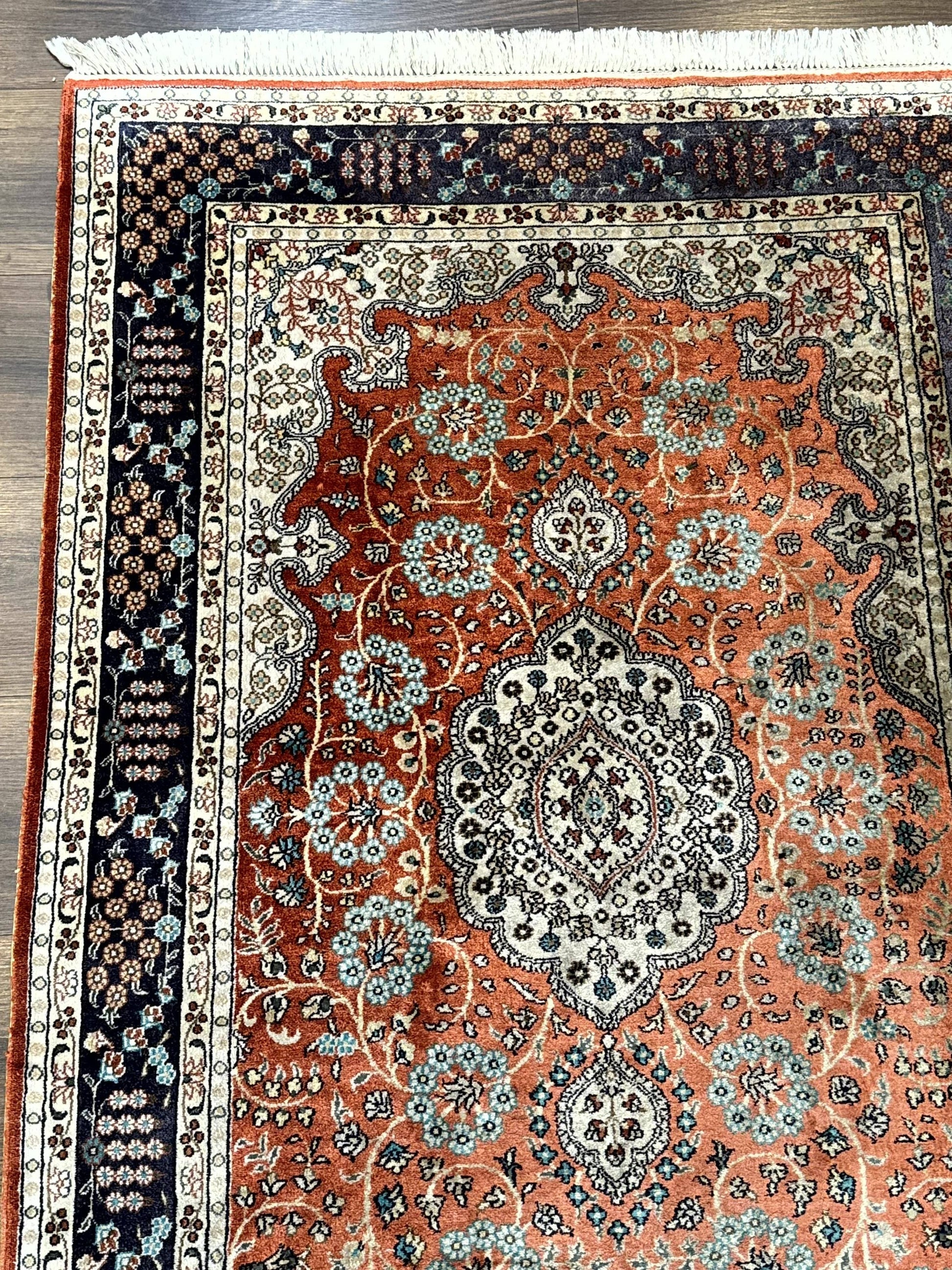 Turkish Silk Runner Rug 3x8, Short Runner Rug, Red, Floral Medallions, Very Fine 360 KPSI, 3 x 8 Runner - Nuvé