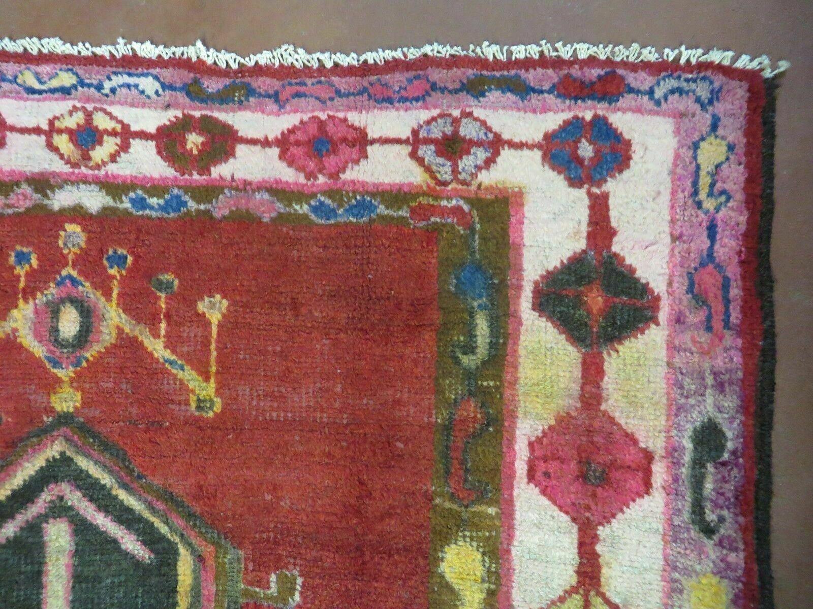 4' X 8' Antique Handmade Turkish Caucasian Kazak Design Wool Rug Veg Dyes Nice - Nuvé