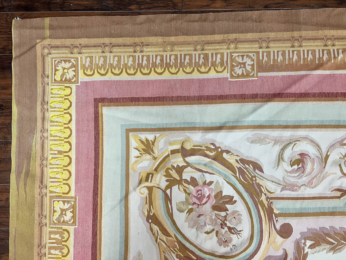 Large Aubusson Rug 11x15, Oversized Gallery Palace Size Flatweave Savonnerie Carpet 11 x 15 ft, Wool Handmade Vintage Elegant European - Nuvé