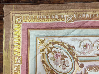 Large Aubusson Rug 11x15, Oversized Gallery Palace Size Flatweave Savonnerie Carpet 11 x 15 ft, Wool Handmade Vintage Elegant European - Nuvé