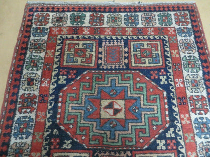 3 '4" X 10' Vintage Handmade Turkish Kazak Caucasian Wool Runner Rug Red Nice - Nuvé