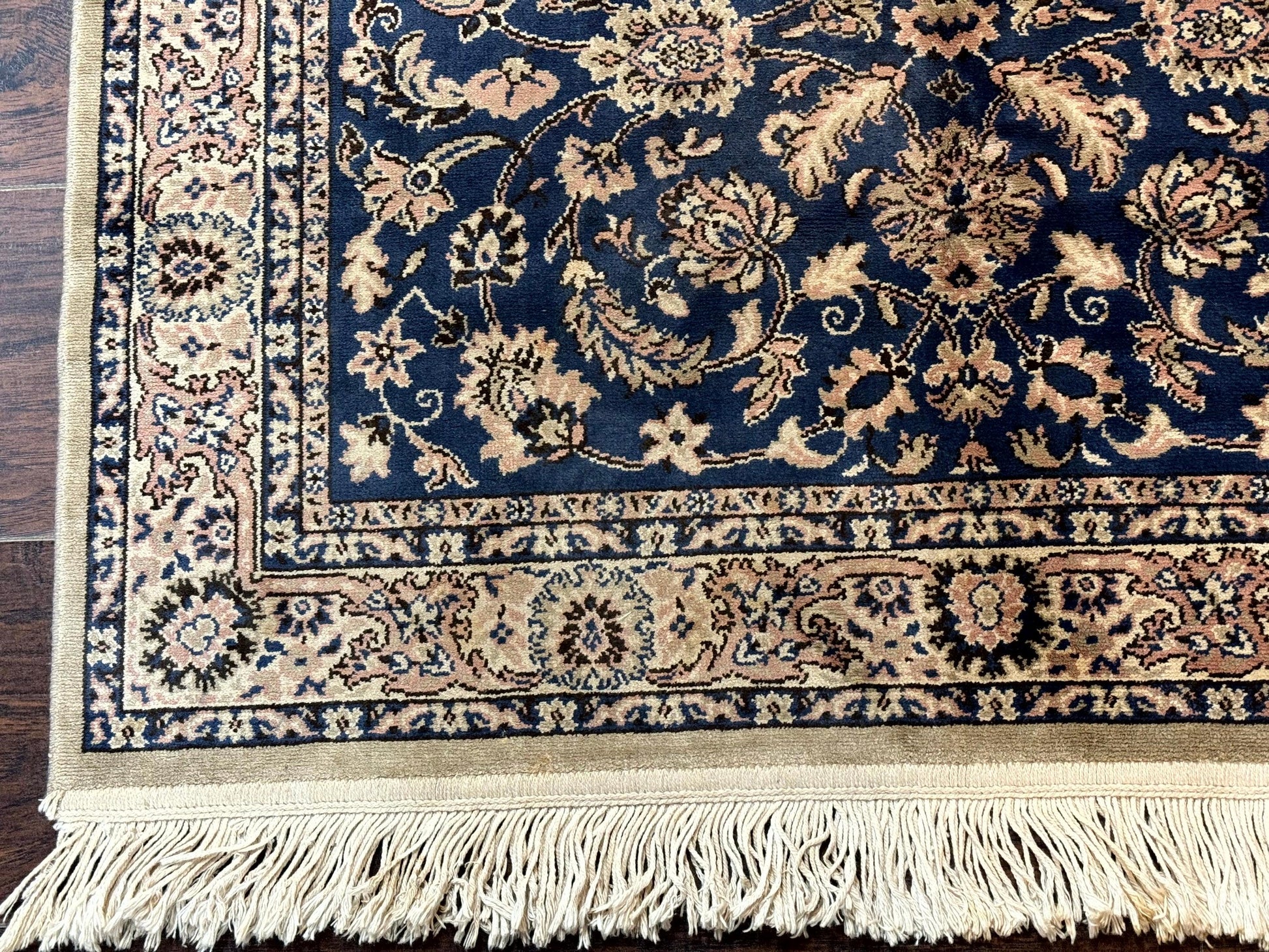 Vintage Art Silk Rug 3x4, Traditional Oriental Persian Design Rug, Belgium Power Loomed Rug, Navy Blue - Nuvé