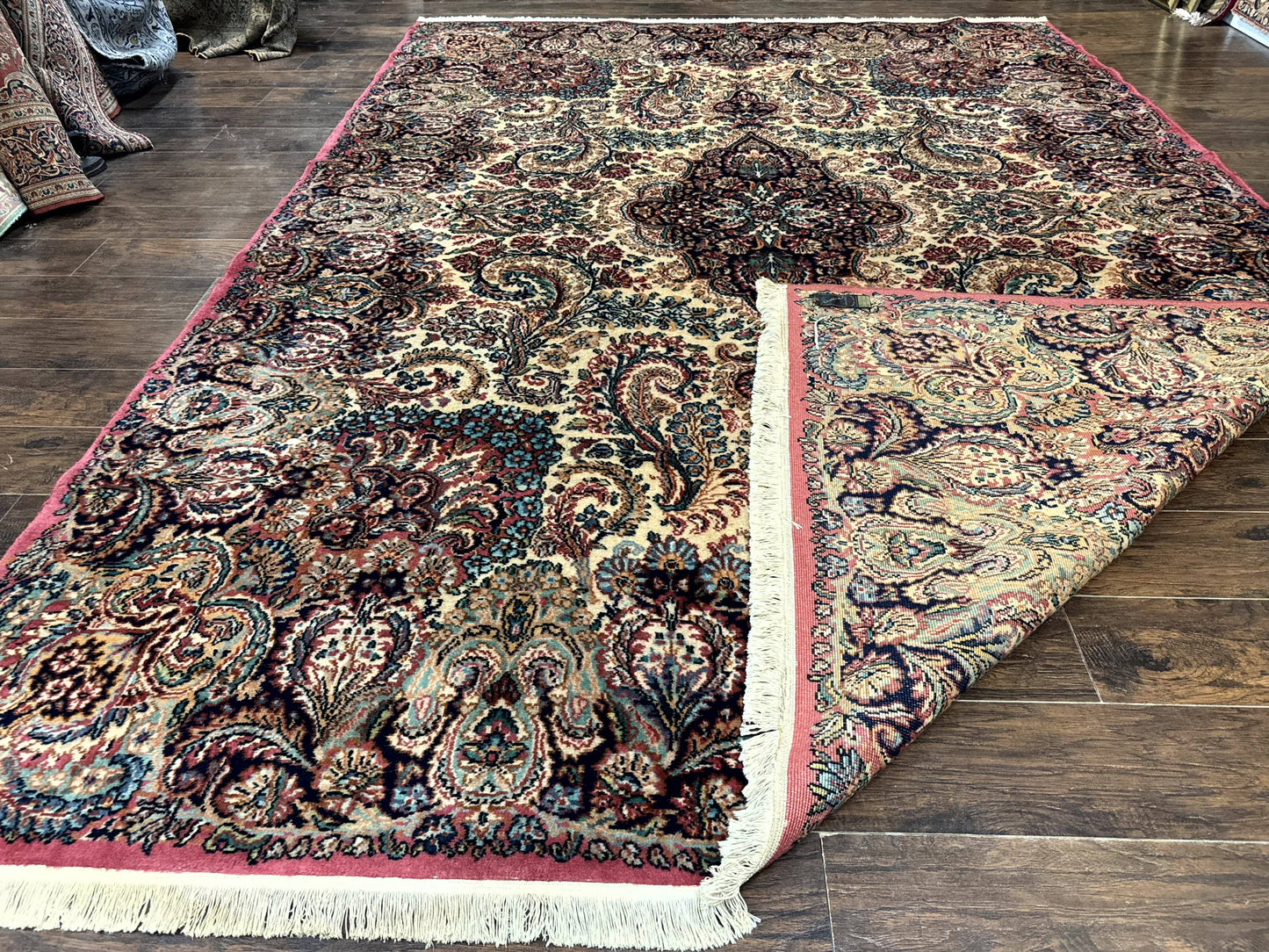 Antique Karastan Kirman Rug 8.8 x 12, Imperial Karastan #1427, Ivory Kirman - Nuvé