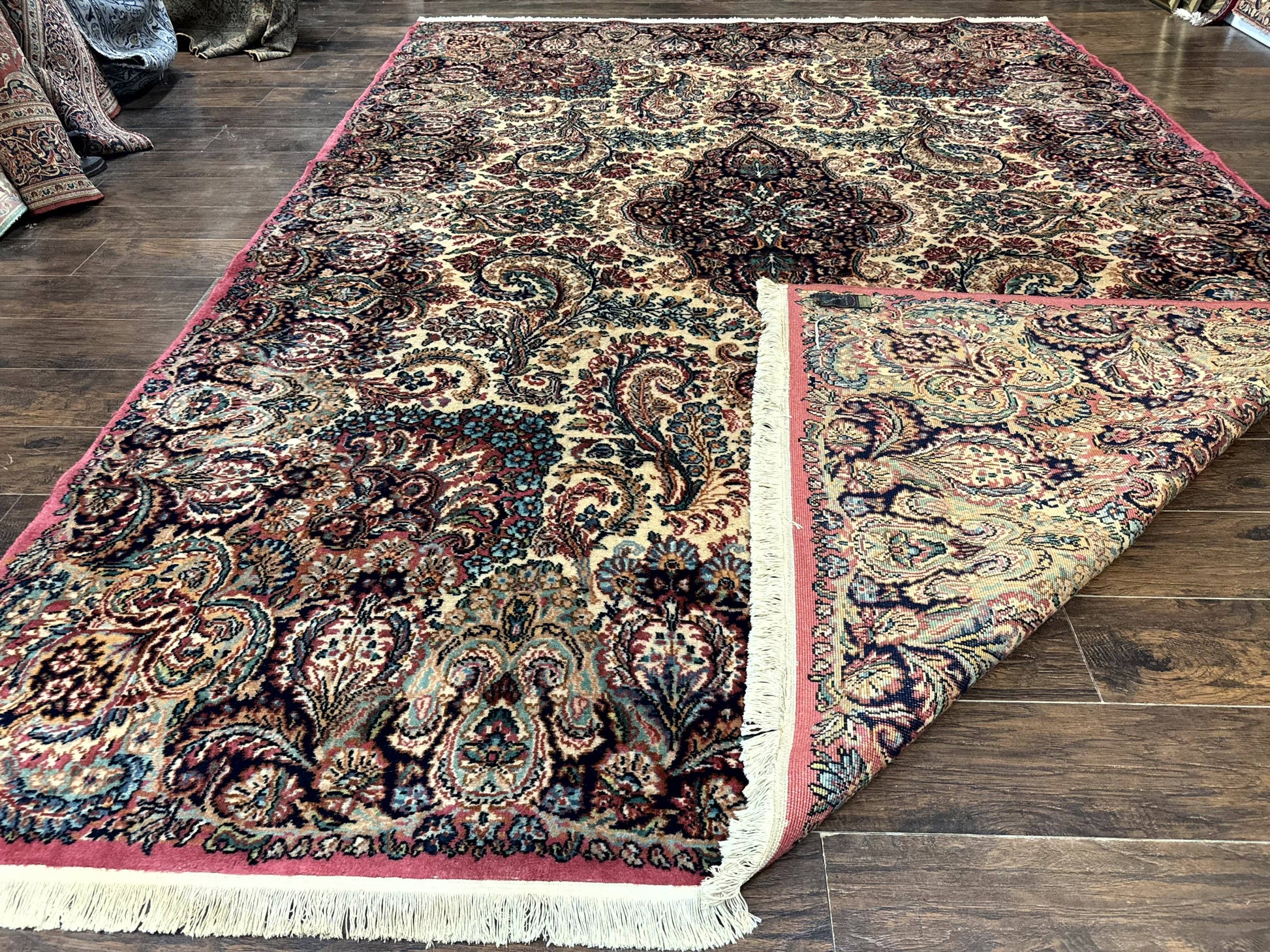 Antique Karastan Kirman Rug 8.8 x 12, Imperial Karastan #1427, Ivory Kirman - Nuvé