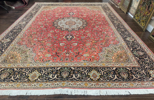 Persian Tabriz Rug 10x13 – Floral Medallion & Birds, Wool & Silk, 330 KPSI - Nuvé
