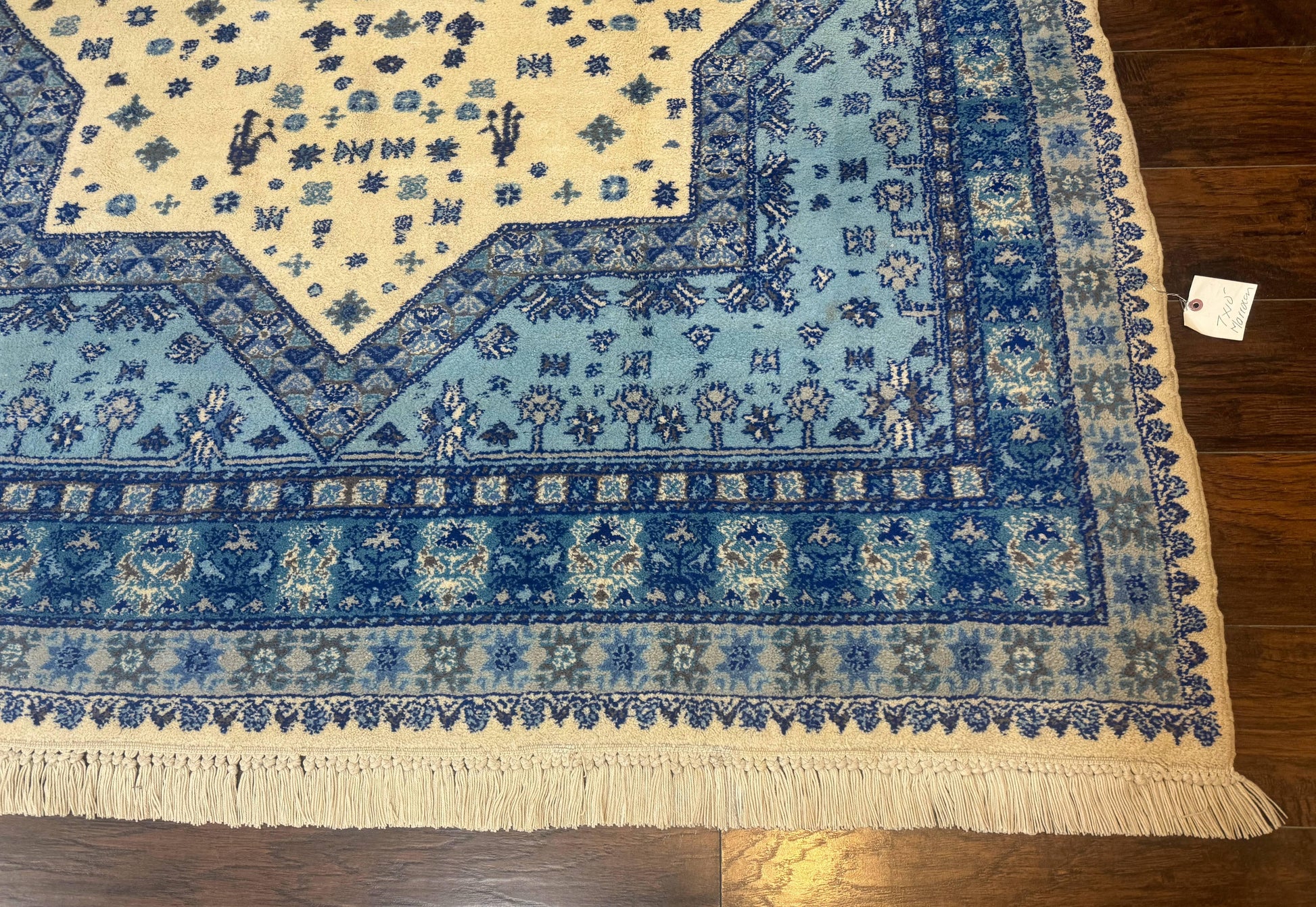 Moroccan Rug 7x10, Geometric Medallion, Blue and Ivory - Nuvé