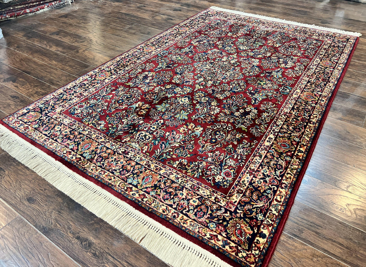 Karastan Rug 5.9 x 9 Red Sarouk Rug #785, Karastan Wool Rug, Karastan Carpet, Original 700 Series Vintage Karastan Oriental Rug Discontinued - Nuvé