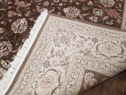 Vintage Pak-Persian Area Rug 9x12, Wool Hand-Knotted Spice Brown & Ivory Traditional Fine Oriental Carpet, Pakistani Carpet, 9 x 12 Fine Rug - Nuvé