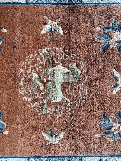 Hand-Knotted Chinese Silk Peking Rug – 3’ x 5’ – Luxurious Floral Design - Nuvé