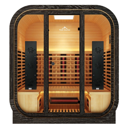 Peak Saunas El Capitan 4-Person Outdoor Full Spectrum Infrared Sauna with XL Medical-Grade Red Light Therapy and Smart WiFi App Control - Nuvé