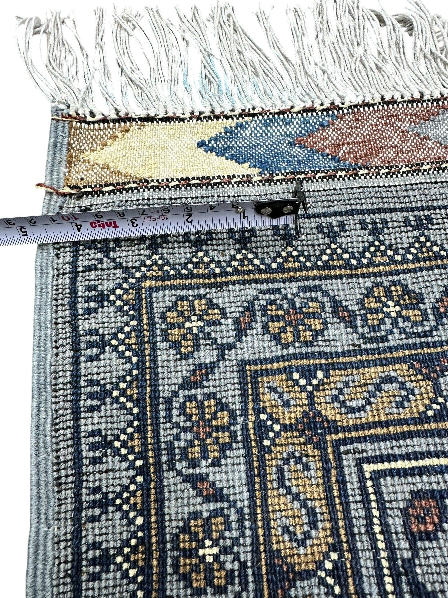 Hand-Knotted Zerkhaki Afghan Wool Area Rug – 6'11" x 10'3" | Elegant Grey-Toned Design - Nuvé