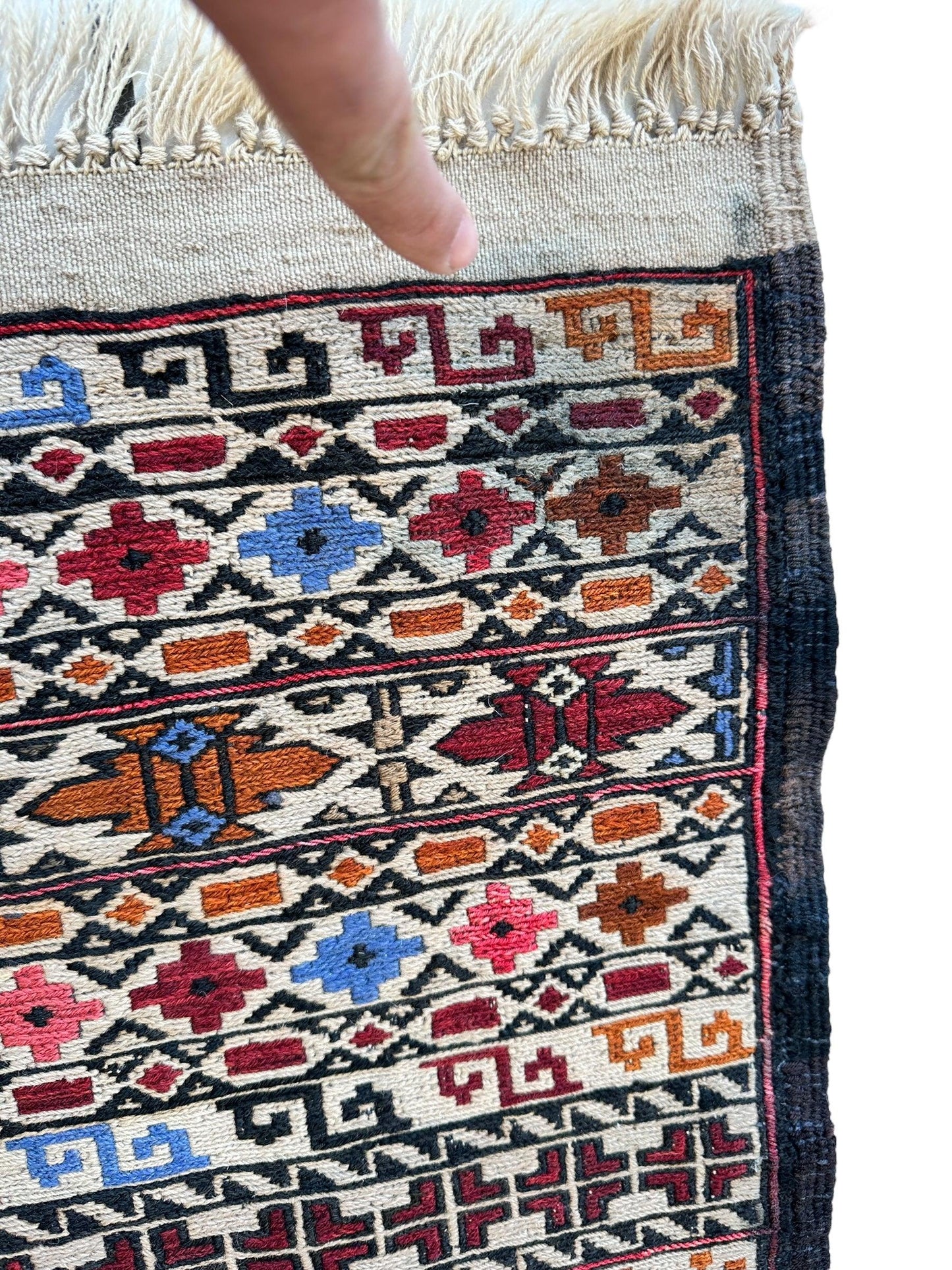 Hand-Woven Afghani Maliki Soumak Wool Kilim Rug - 4'2" x 6'6" - Nuvé