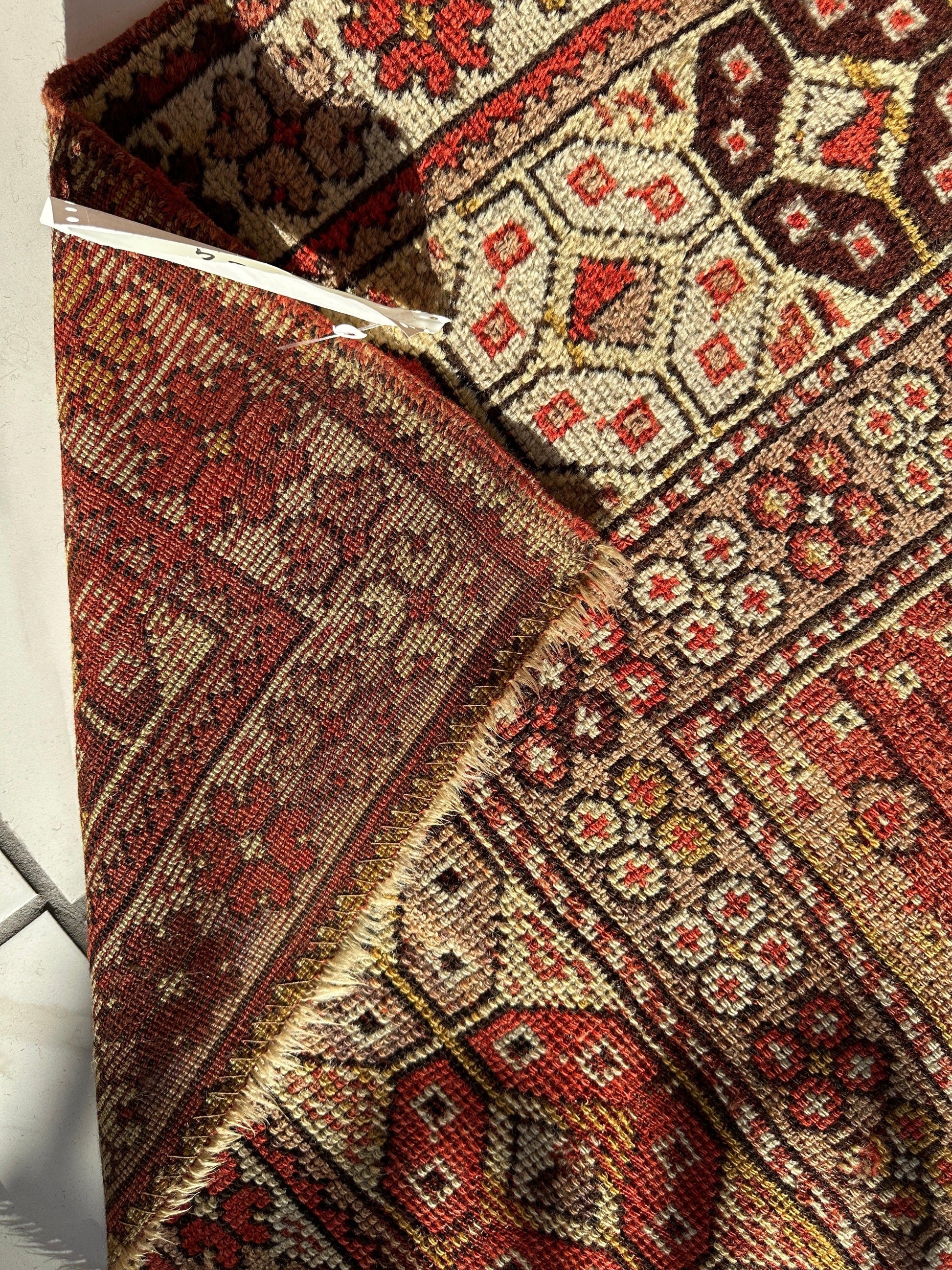 Antique Turkish Wool Distressed Prayer Rug 4’3” x 5’11” - Nuvé