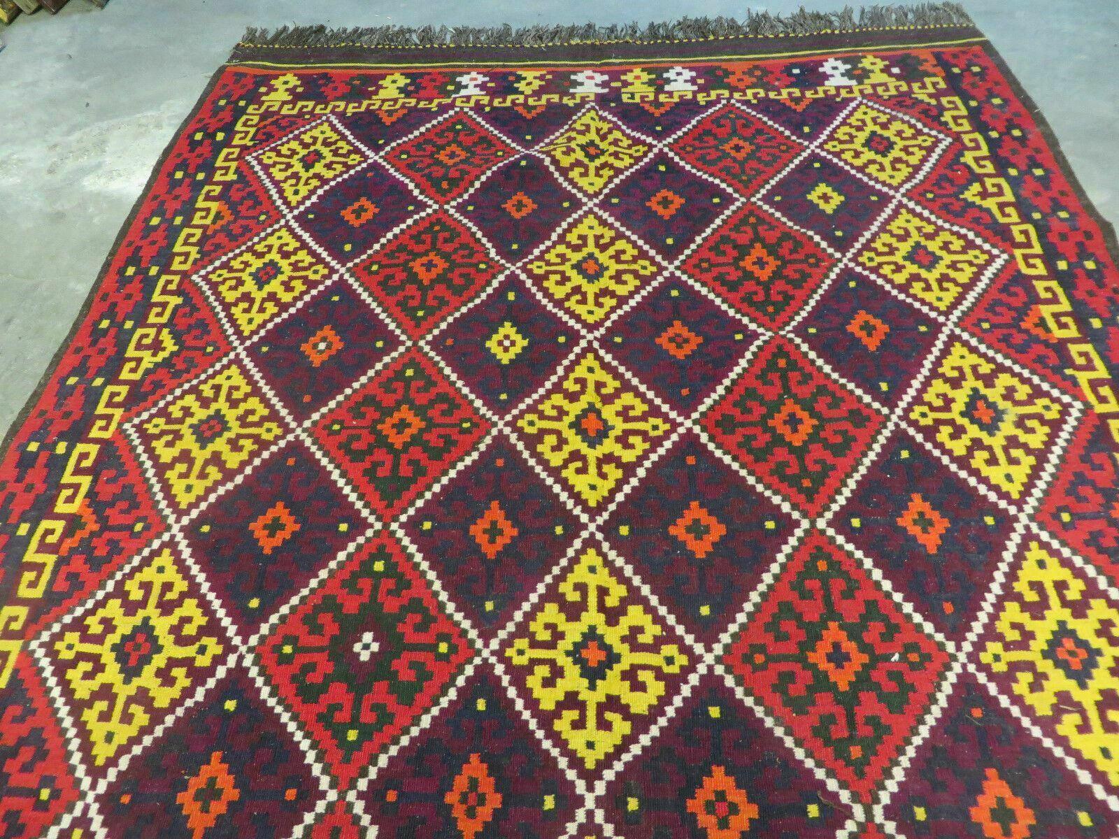 6' X 13' Antique Turkish Kilim Handmade Flat Weave Wool Rug Veg Dye - Nuvé
