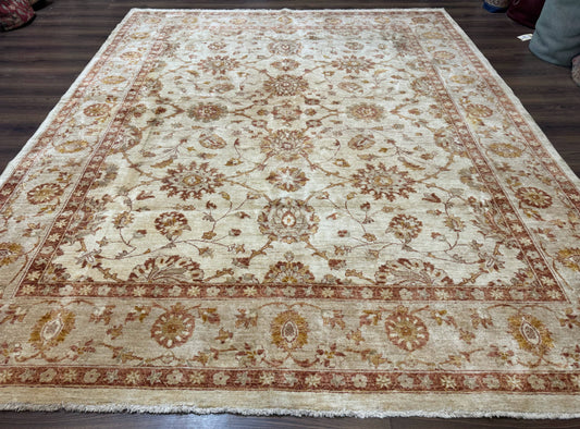 Pakistani Peshawar Rug 8x10, Pak Persian Traditional Oriental Carpet, Handmade, Wool, Allover Pattern - Nuvé