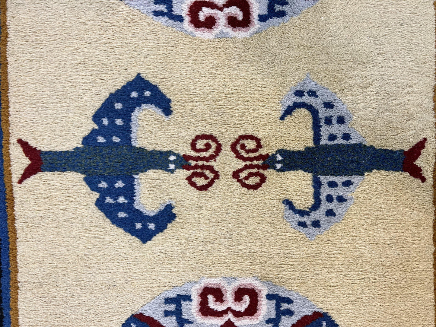 Chinese Rug 3x6 ft, Chinese Wool Rug, Tiensin Rug, Handmade Wool 3 x 6 Vintage Peking Rug, Art Deco Rug, Butterflies - Nuvé