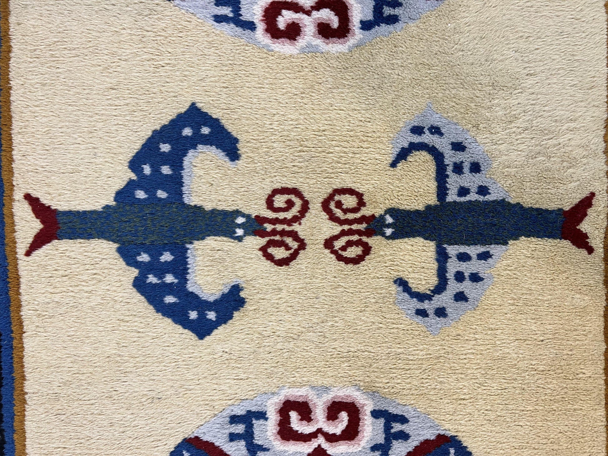 Chinese Rug 3x6 ft, Chinese Wool Rug, Tiensin Rug, Handmade Wool 3 x 6 Vintage Peking Rug, Art Deco Rug, Butterflies - Nuvé