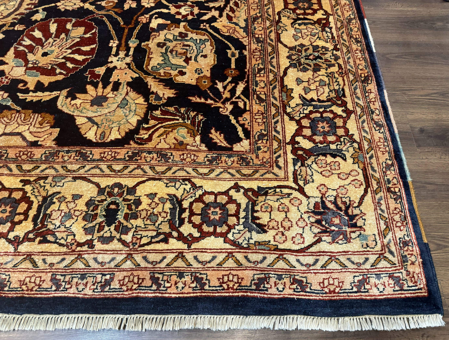 Pak Persian Bidjar Rug 10x13, Midnight Blue and Tan Pakistani Carpet - Nuvé