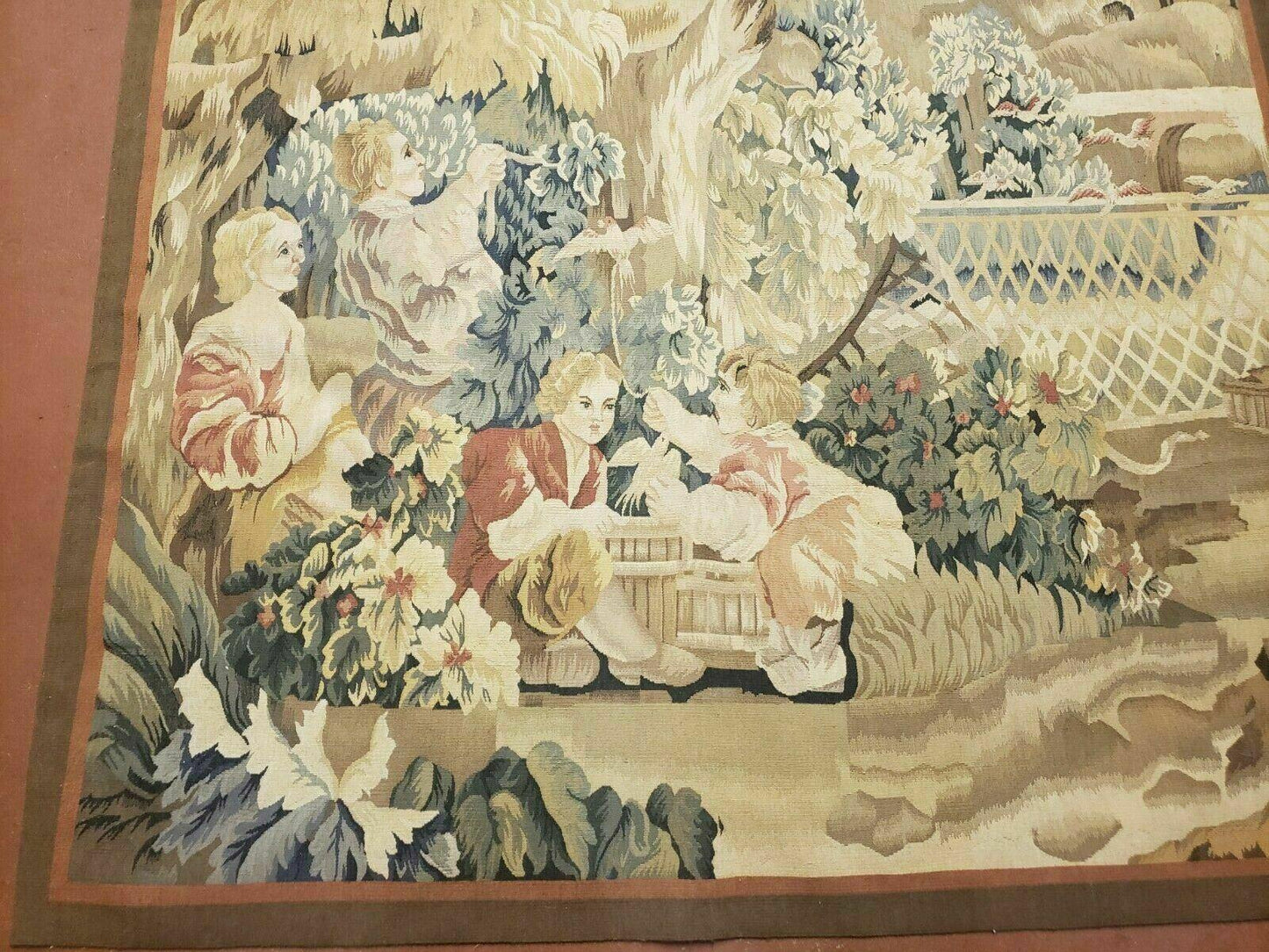 4' X 6' Tapestry French Design Handmade Aubusson Weave Nature One Of A Kind - Nuvé