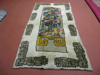 4' X 7' Vintage Handmade Knotted Tribal Nomadic Shag Wool Rug Carpet Prince