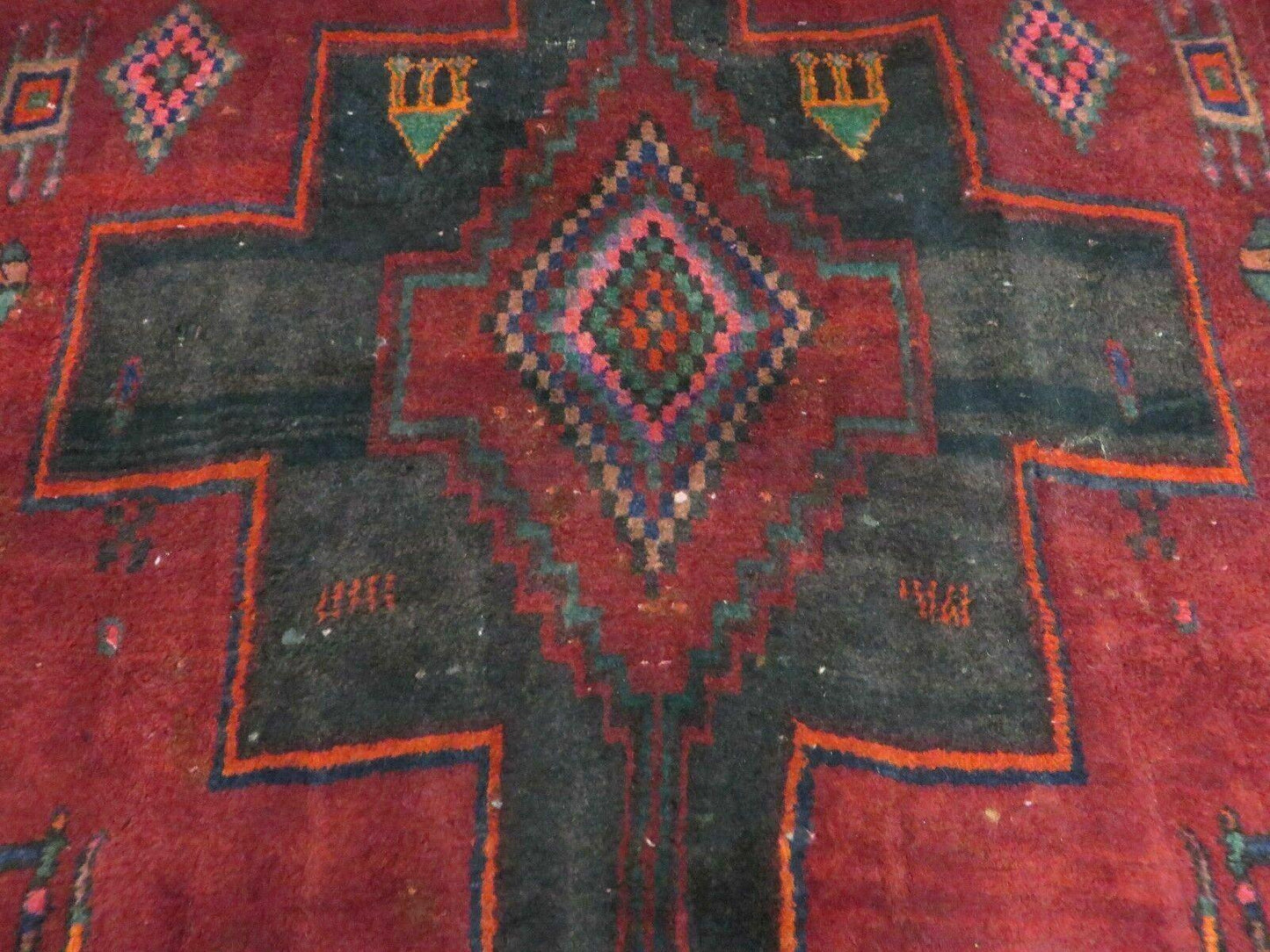 4' X 8' Antique Handmade India Geometric Oriental Wool Rug Veg Dyes Nice - Nuvé