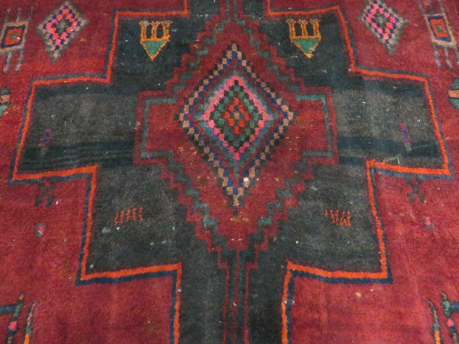 4' X 8' Antique Handmade India Geometric Oriental Wool Rug Veg Dyes Nice - Nuvé