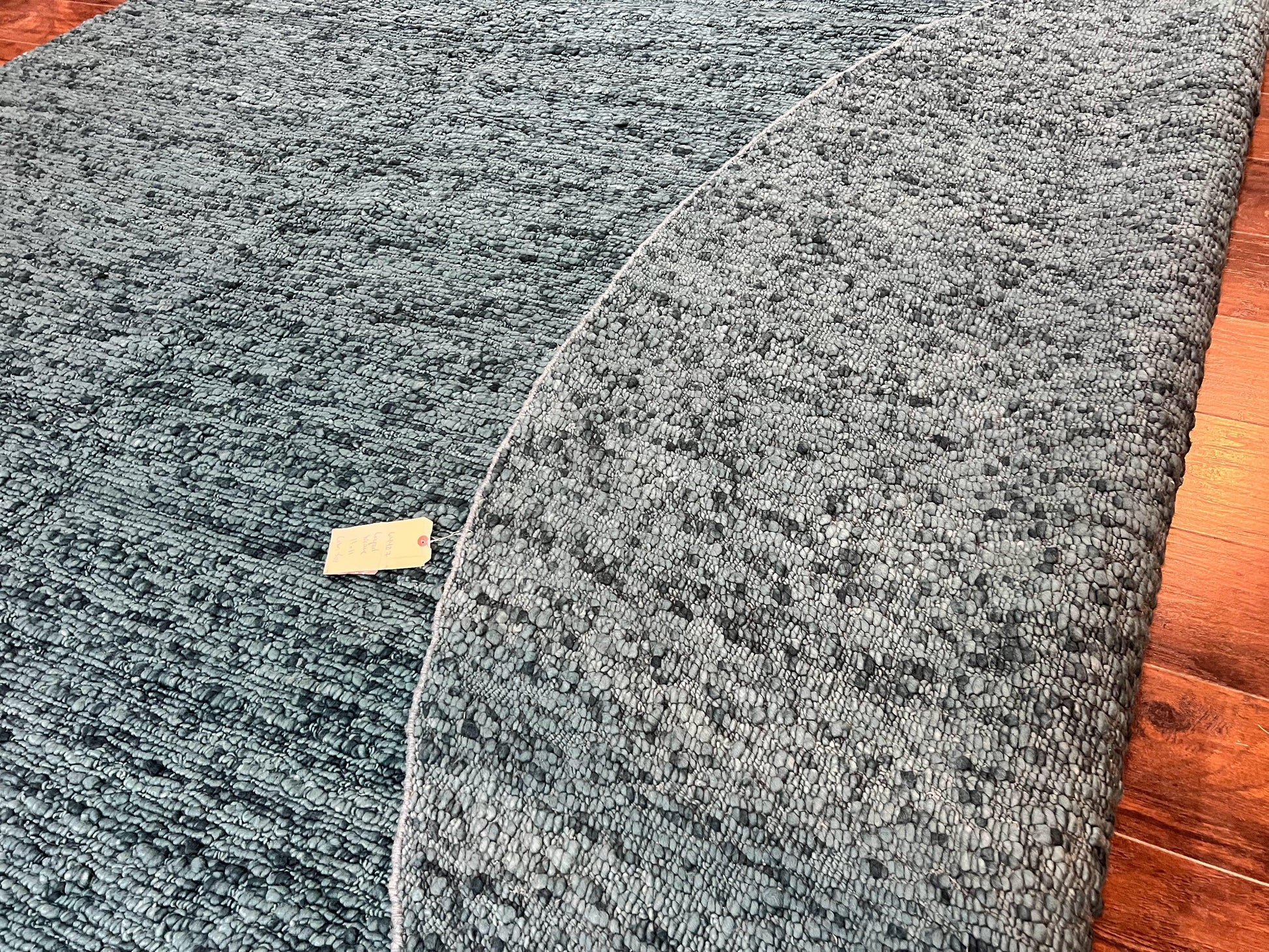 Large Round Indian Rug 11x11, Teal, Vintage Handmade Wool Carpet - Nuvé