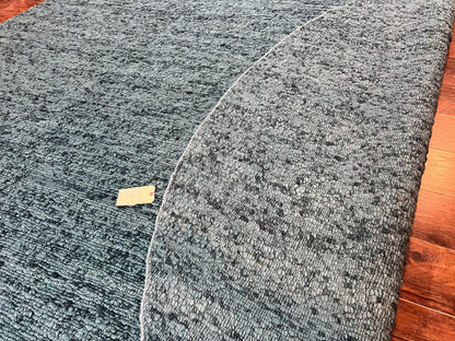 Large Round Indian Rug 11x11, Teal, Vintage Handmade Wool Carpet - Nuvé