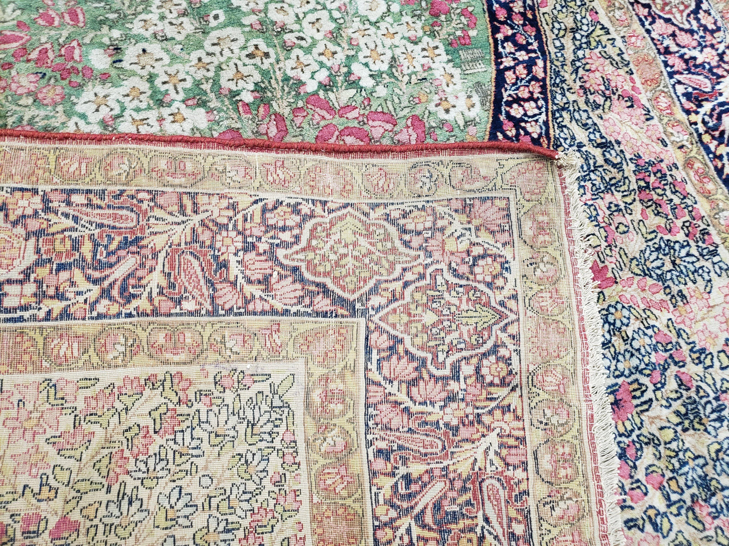 Antique Persian Kirman Rug 4.4 x 7.5, Highly Collectible, Late 19th Early 20th Century Rug, Millefleurs, Cows, Wool Hand Knotted, Pictorial - Nuvé