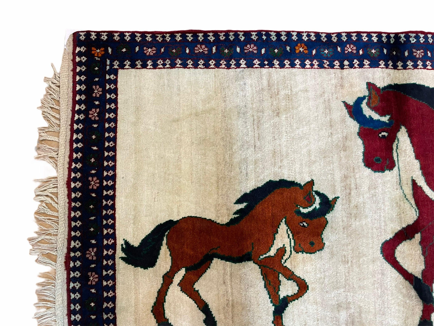3.5 X 5 Handmade Hand-Knotted Quality Wool Pictorial Brown Horses Animal Rug - Nuvé
