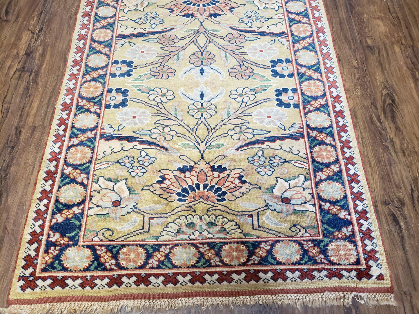 Hallway Runner Rug, Kitchen Runner, Sultanabad Hand Knotted Rug, Farmhouse Rug, 1950s Rug, Mahal Rug, Turkish Rug, Long Runner, Yellow - Nuvé