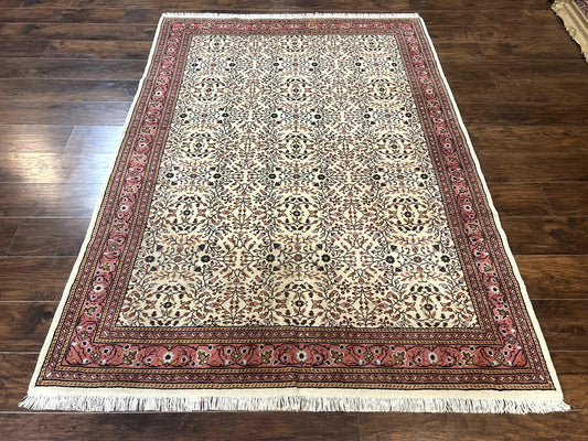 Turkish Rug 6x8, Kayseri Carpet, Handmade Vintage Wool Rug, Cream Multicolor, Allover Pattern - Nuvé