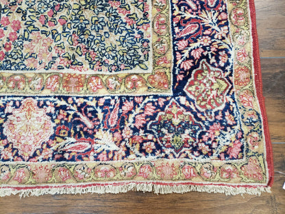 Antique Persian Kirman Rug 4.4 x 7.5, Highly Collectible, Late 19th Early 20th Century Rug, Millefleurs, Cows, Wool Hand Knotted, Pictorial - Nuvé